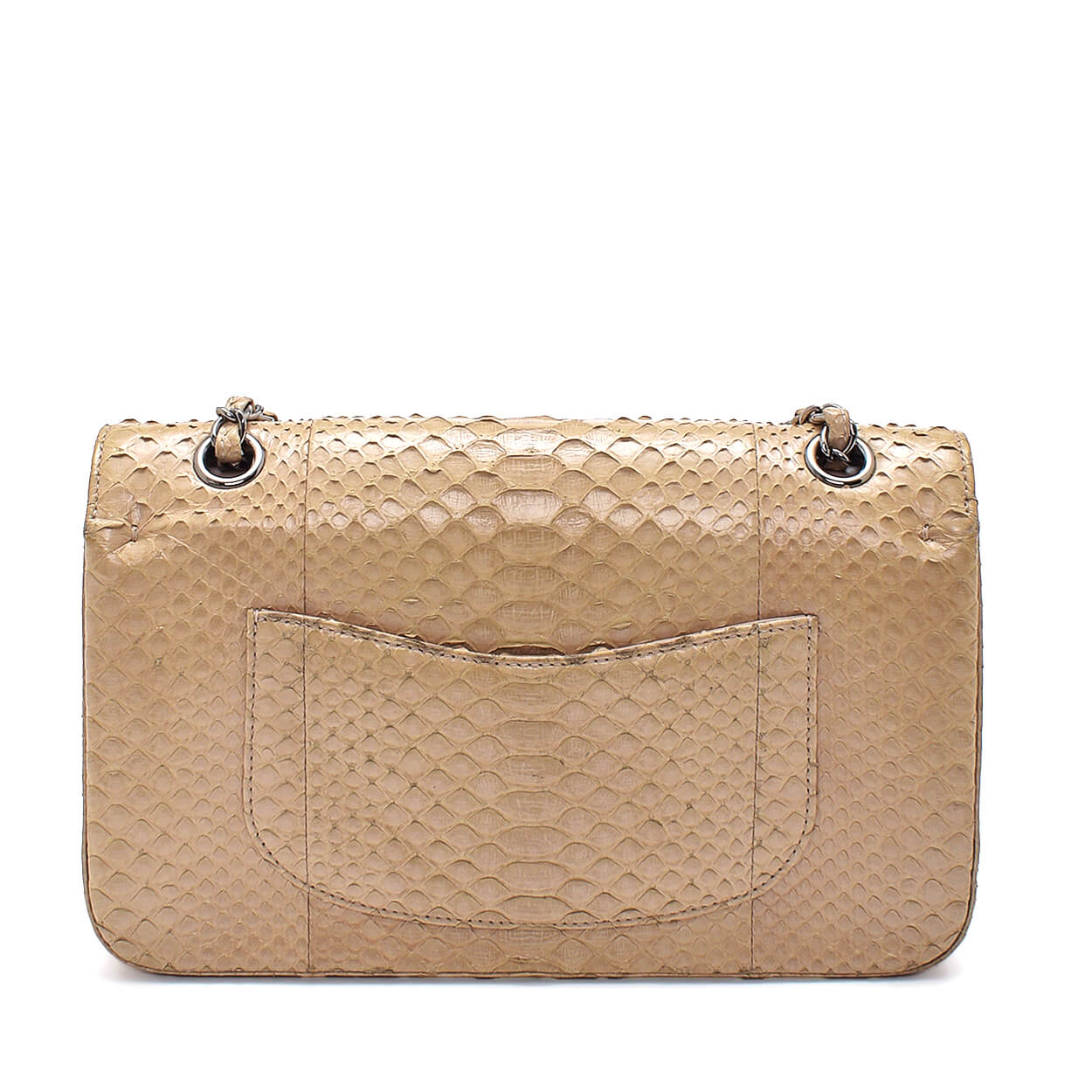 Chanel - Beige Exotic Leather Double Flap Medium Bag